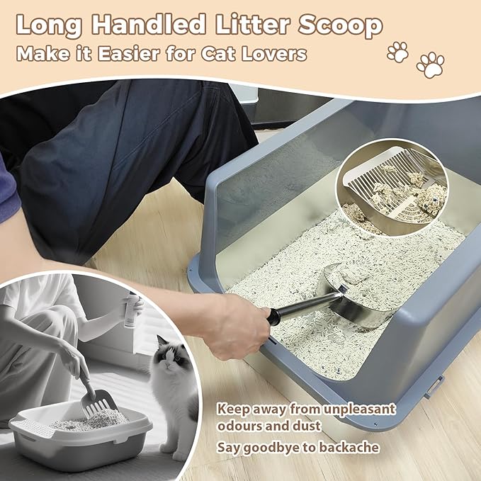 Cat Litter Scoop Deep Shovel, Detachable Long Handle Litter Scooper, Metal Cat - Image 6