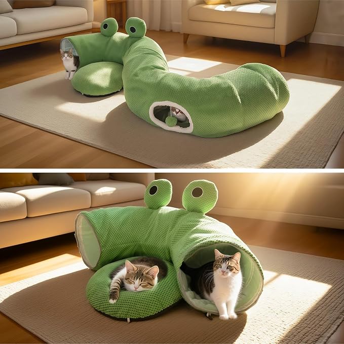 Cat Tunnel Bed for Indoor Cats, Peekaboo Cat Cave Bed, Soft Cat Donut Tunnel - Image 8