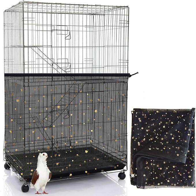 Bird Cage Seed Catcher, 60-118'' Large Bird Cages Cover, 31.5'' H Adjustable by LYMOI