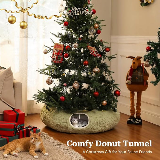 PEQULTI Cat Tunnel with Bed for Indoor Cats, Cat Play Donut Tunnel with - Image 2