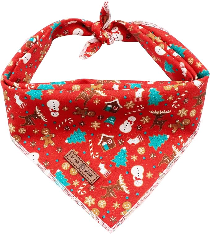 Lionet Paws Christmas Dog Bandana Washable Cotton Handkerchief Scarf Triangle by lionetpaws
