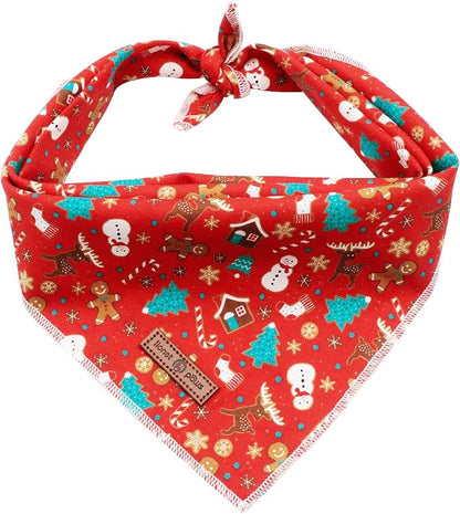 Lionet Paws Christmas Dog Bandana Washable Cotton Handkerchief Scarf Triangle by lionetpaws
