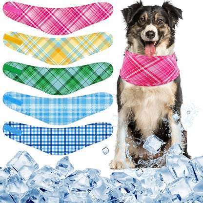 Talltalk 5 Pieces Dog Cooling Bandanas Neck Wraps Ice Scarf Pet Dog Cooling by Talltalk