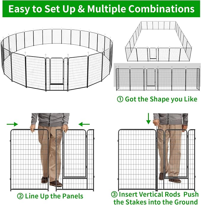 Dog Playpen Outdoor Extra Wide 24 Piece Panels Heavy Duty Dog Fence 50" Height - Image 6