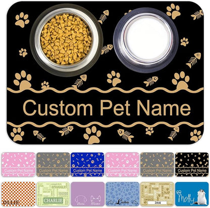 Personalized Dog Cat Food Mat Waterproof Non Slip Pet Bowl Mat Absorbent Quick by Unknown