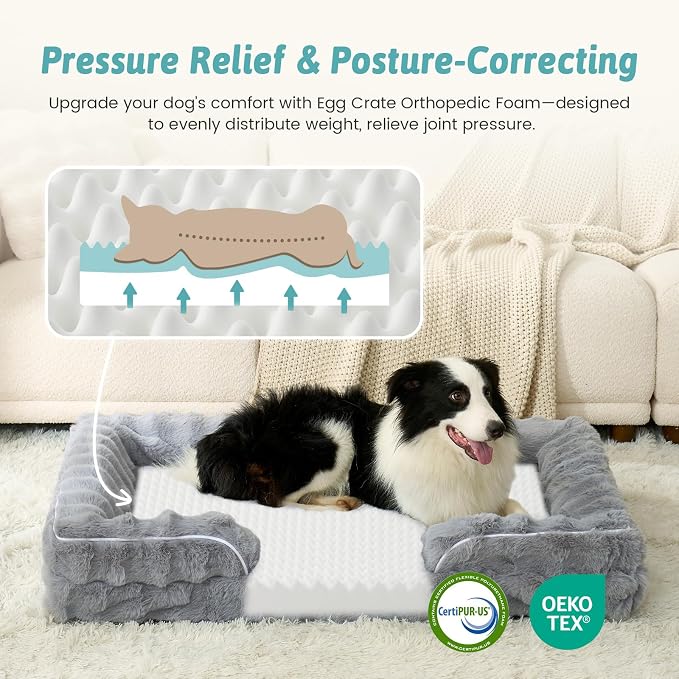 Orthopedic Dog Bed for Large Medium Size Dog, Soft and Warm Faux Fur Sofa for - Image 2