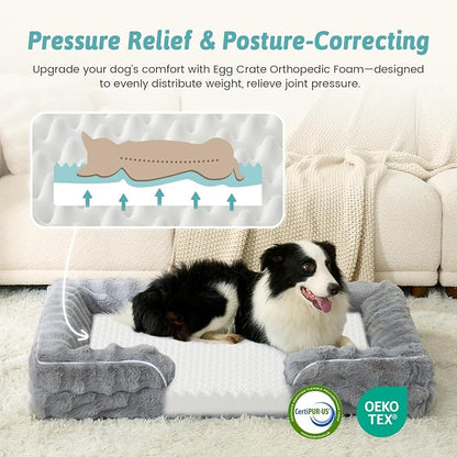 Orthopedic Dog Bed for Large Medium Size Dog, Soft and Warm Faux Fur Sofa for - Image 2