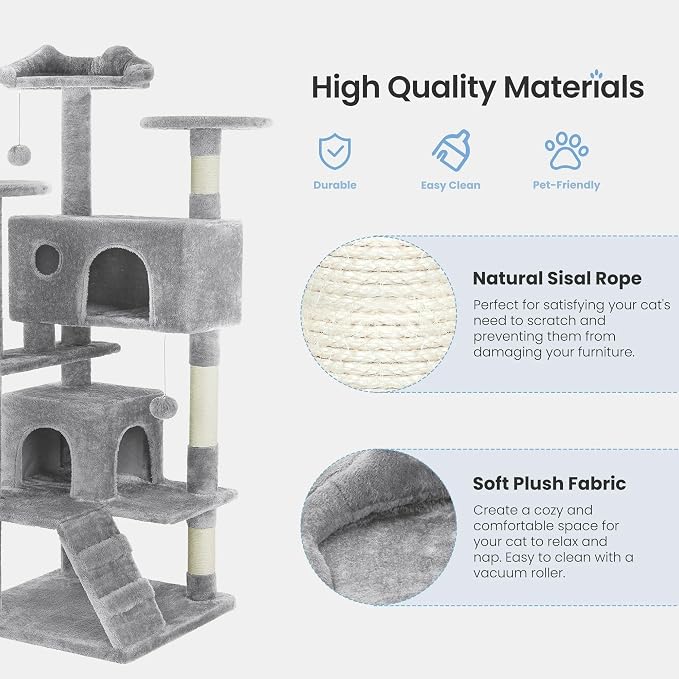 54 Inches Cat Tree Tower for Indoor Cats, Cat Tree Tower Condo - Image 4