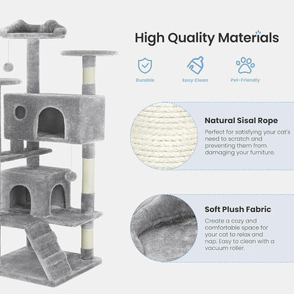 54 Inches Cat Tree Tower for Indoor Cats, Cat Tree Tower Condo - Image 4