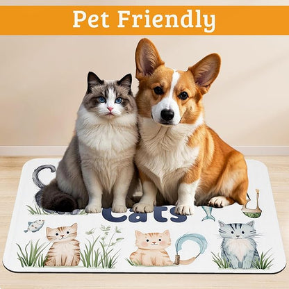 Cats Dog Food Mat, Cute Fun Absorbent Pet Feeding Mat - Image 2