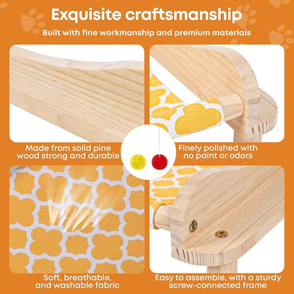 2-Layer Cat Hammock Bed, Breathable Washable Covers, Wooden Pet Furniture - Image 4