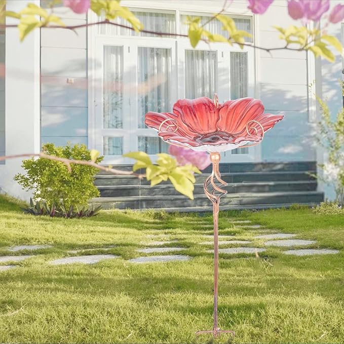 MUMTOP 31 Inch Height Glass Birdbath Birdfeeder - Image 7