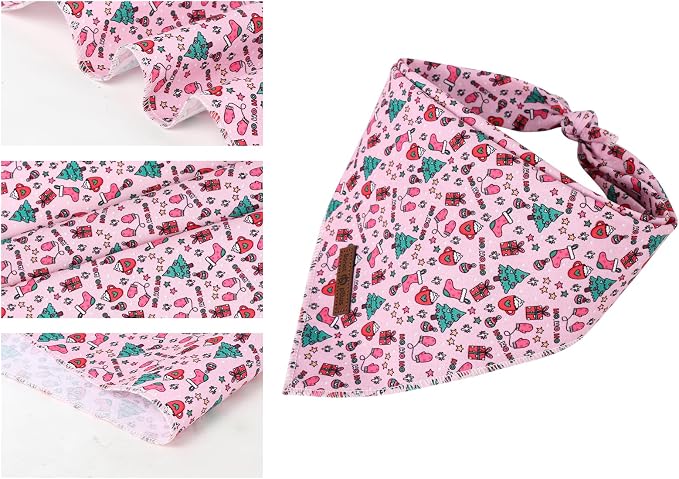 Lionet Paws Cotton Christmas Dog Bandanas Pink, Gloves Tree Comfortable Dog - Image 3