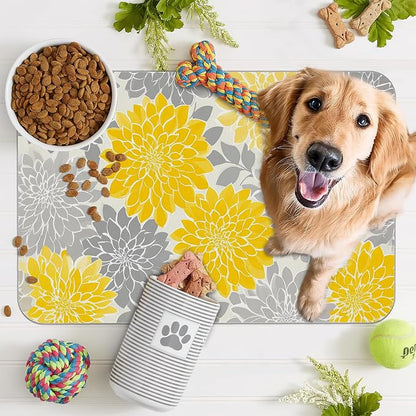 Dahlia Dog Cat Food Mat, Non-Slip Water Bowl Placemat, Indoor Pet Accessories - Image 7
