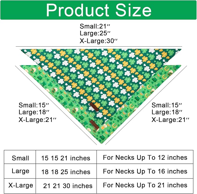 ARING PET St Patrick's Dog Bandana 2 Pack-Cute Green Clovers Dog Bandanas - Image 3