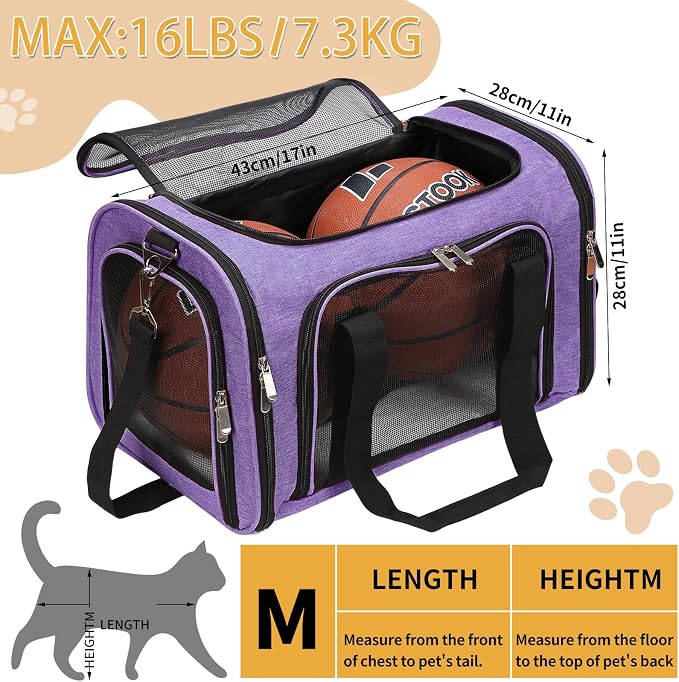 Soft-Sided Cat/Dog/Pet Carrier, Collapsible Pets Travel Carriers - Image 3