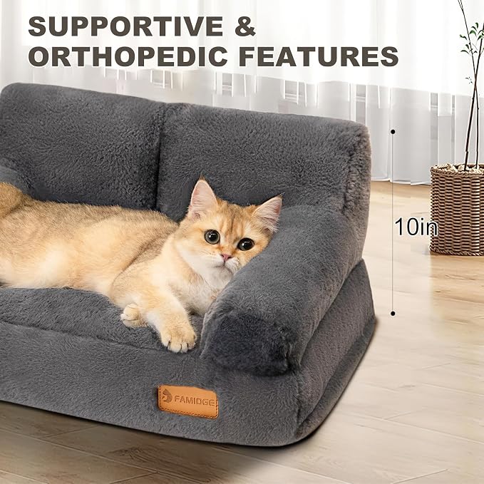 Cat Couch Bed - Cat Bed for Indoor Cats, Calming Pet Sofa Puppy Sleeping Bed - Image 5