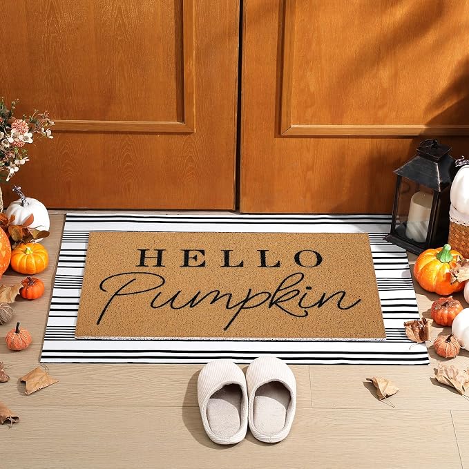 Tinideya 2 Pcs Door Mat Welcome Non Slip Coir Mats Floor Layering Doormats - Image 5