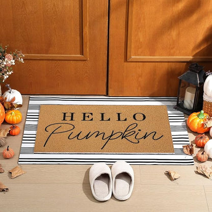Tinideya 2 Pcs Door Mat Welcome Non Slip Coir Mats Floor Layering Doormats - Image 5