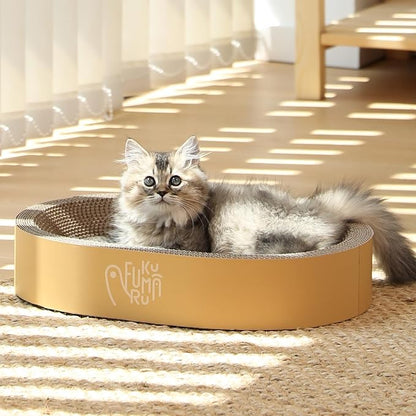 FUKUMARU 3PCS Cardboard Cat Scratcher Bed, Durable Oval Cat Scratch Bed Pads - Image 5