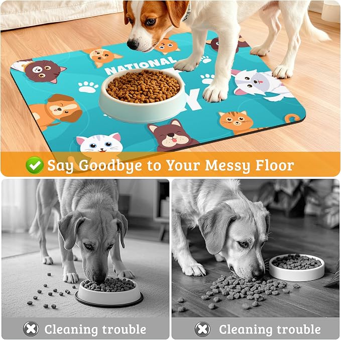 Pet Dog Cat Food Mat, Animal Paws Absorbent Waterproof Placemat - Image 4