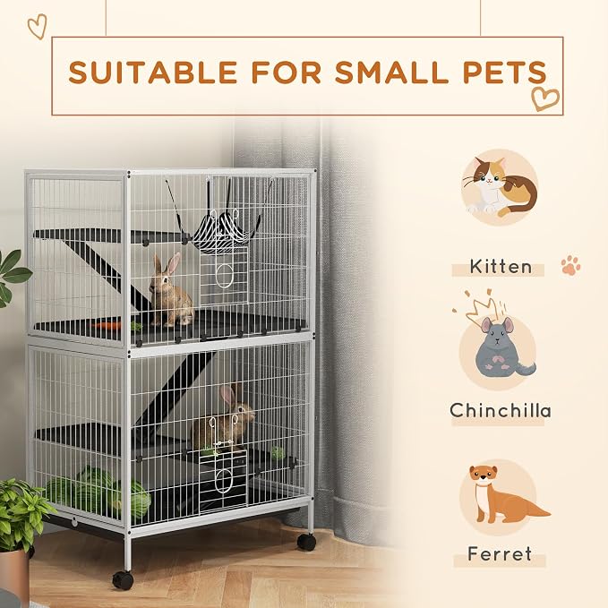 PawHut Metal Small Animal Cage, 5-Tiers Rolling Big Ferret Cage - Image 3