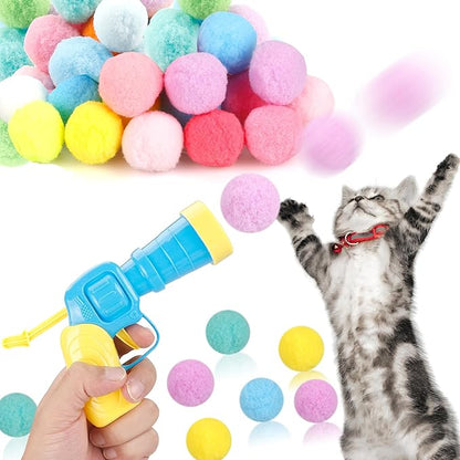 31Pcs Cat Ball Toy Launcher Gun, Cat Balls Fetch Toy, Funny Interactive Cat Toys by MeoHui