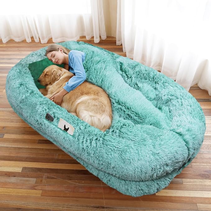 Human Dog Bed, Washable Faux Fur Pet Bed by WROS