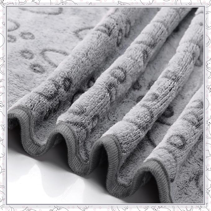 Tegeme 12 Pcs Pet Blankets Soft Fluffy Fleece Dog Cat Warm Paw Print Pattern - Image 7