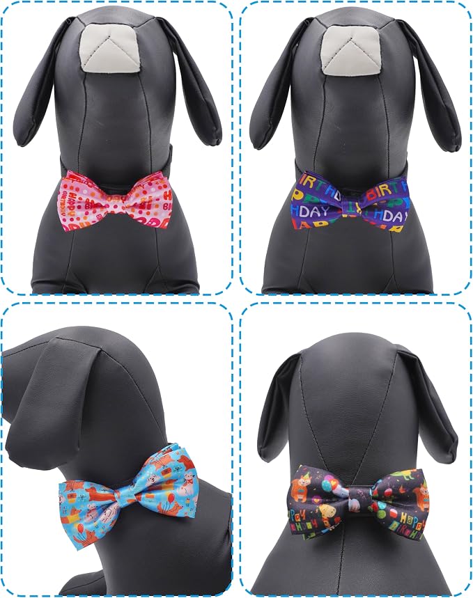 PET SHOW 5 Pack Happy Birthday Small Dog Bow Ties Sliding Collar Attachment - Image 4
