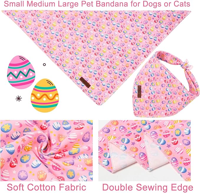 Easter Day Dog Bandana, UP URARA PUP Easter Eggs Triangle Bid Scarf - Image 2