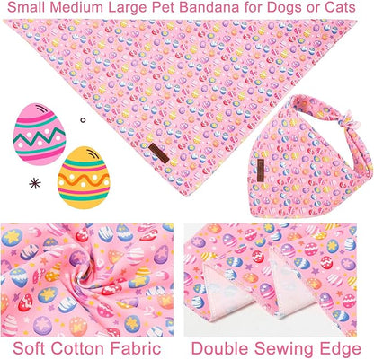 Easter Day Dog Bandana, UP URARA PUP Easter Eggs Triangle Bid Scarf - Image 2