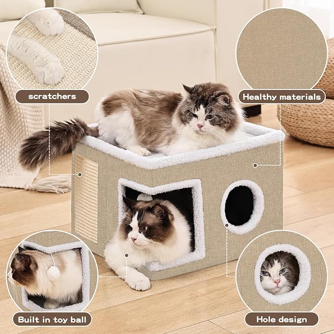 Cat Beds for Indoor Cats Houses, Large Cat Cave - Image 2