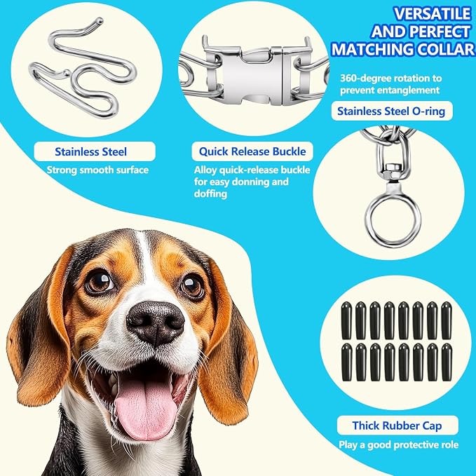 Stainless Steel Dog Collar, Tangle-Free 360° Swivel Collar - Image 2