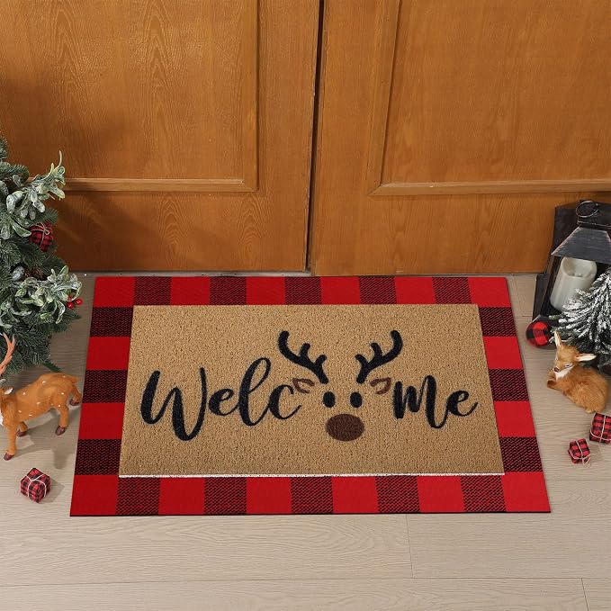 Tinideya 2 Pcs Door Mat Welcome Non Slip Coir Mats Floor Layering Doormats - Image 5