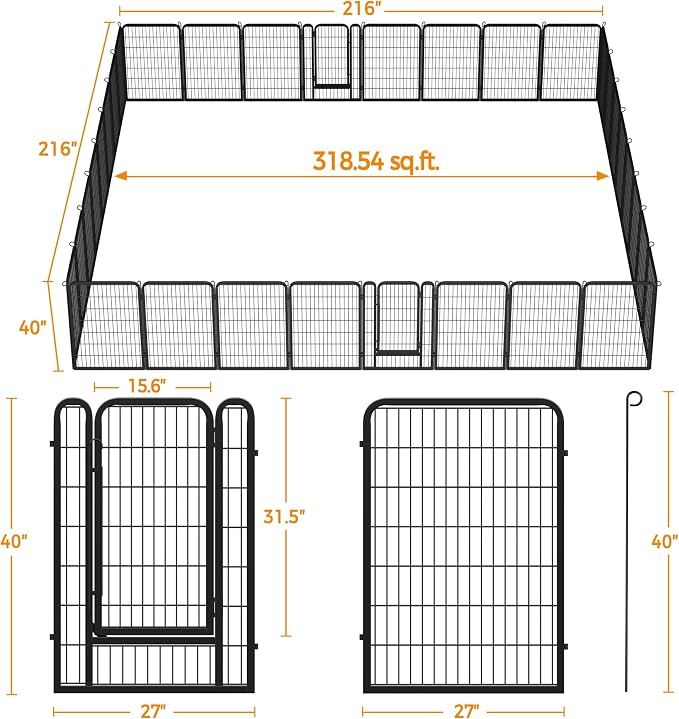 Yaheetech Dog Playpen Outdoor, 40 inch 32 Panels Dog Pen Indoor Heavy Duty - Image 4