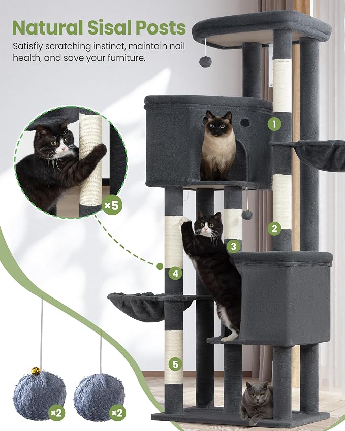 Extra Large Cat Tree, 84 Inch XXL Giant Cat Tower - Image 5