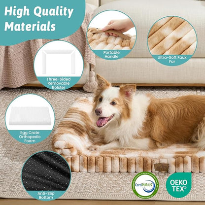 Cute Dog Bed for Small Dogs, Faux Rabbit Fur Orthopedic Foam Dog Bed - Image 3