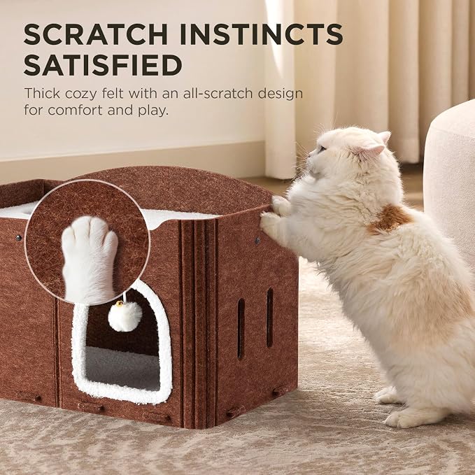 Joydeco Cat House for Indoor Cats, Extra Wide Scratch Resistant Felt Cat Condo - Image 2