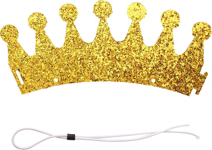 Gold Dog Birthday Crown, 3.54 Inch Height Glitter Pet Crown, Mini Party Hat - Image 2