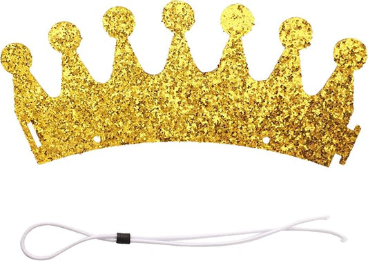 Gold Dog Birthday Crown, 3.54 Inch Height Glitter Pet Crown, Mini Party Hat - Image 2