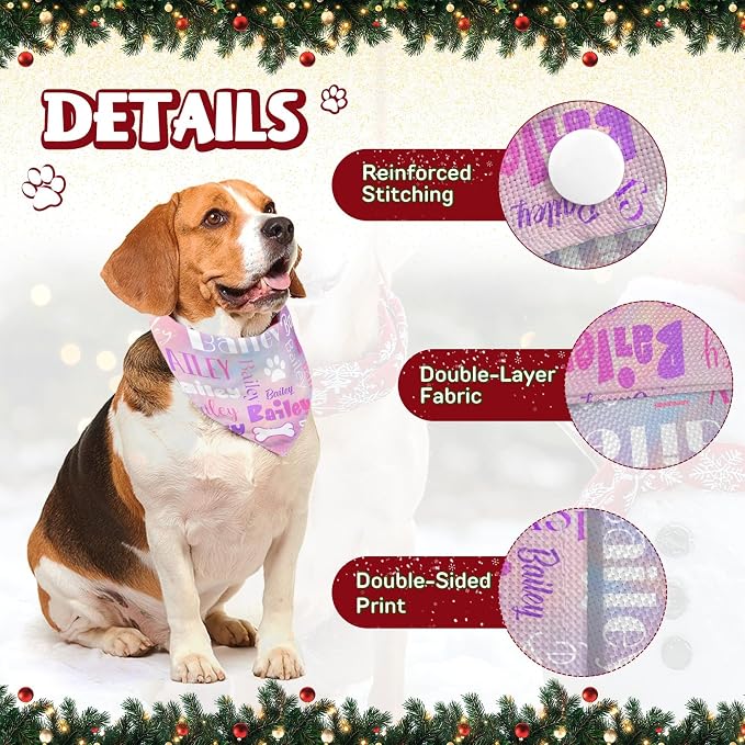 Personalized Dog Bandanas Custom Neckwear Name Button Anti-loosening Dog Scarf - Image 3
