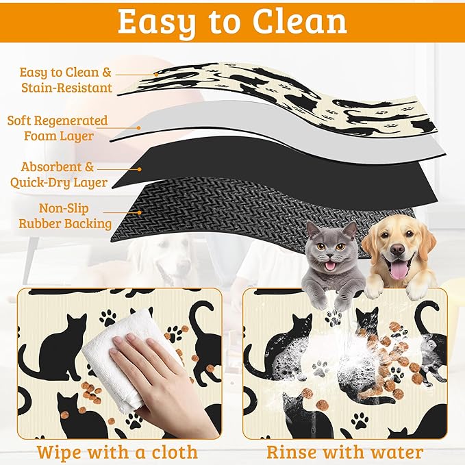 Pet Feeding Mat, Cat Silhouette Absorbent Dog Cat Food Mat Dog Mat - Image 5