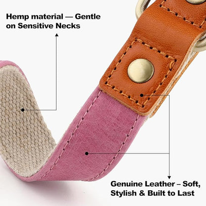 Plutus Pet Genuine Leather & Hemp Dog Collar – Adjustable Heavy Duty Pet Collar - Image 2