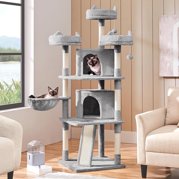 Yaheetech 68.5in Cat Tree for Large Cats, Large Condo, Stable Pet Play House - Image 2