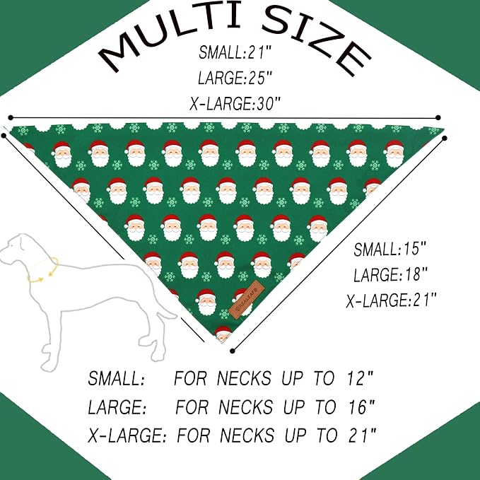 Realeaf Christmas Dog Bandanas 2 Pack, Snowflake and Santa Claus Dog Scarf - Image 2