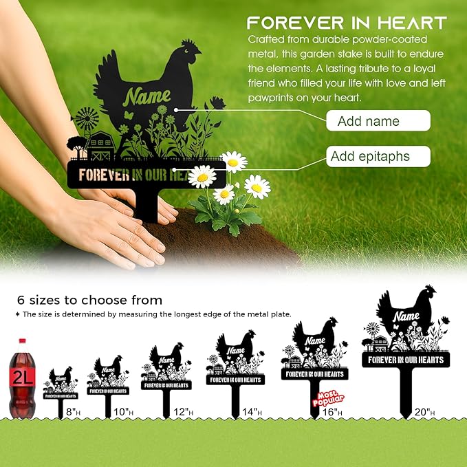 Personalized Metal Chicken Memorial Stake – Custom Farm Pet Grave Marker - Image 4
