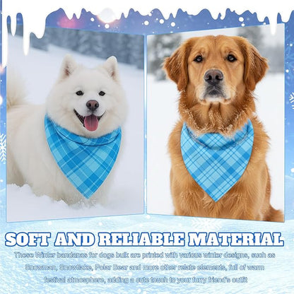 Abbylike 50 Pcs Plaid Dog Bandanas Bulk Blue Checkered Bandanas - Image 4