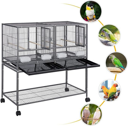 Yaheetech 41.5" Stackable Divided Breeder Breeding Parakeet Bird Cage - Image 3