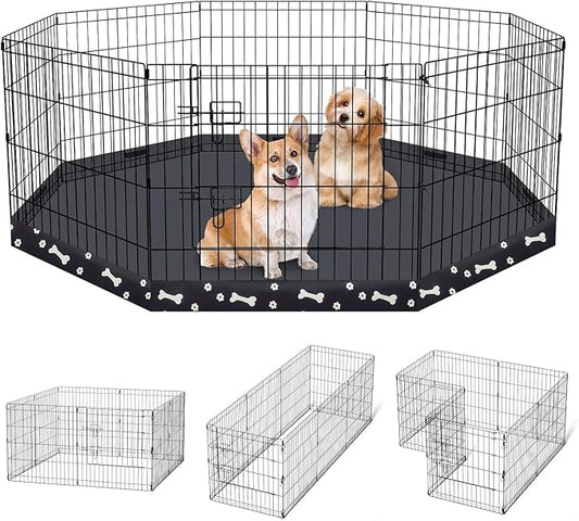Dog Pen Pet Playpen Dog Fence Indoor Foldable Metal Wire Exercise Puppy Play by Peekaboo